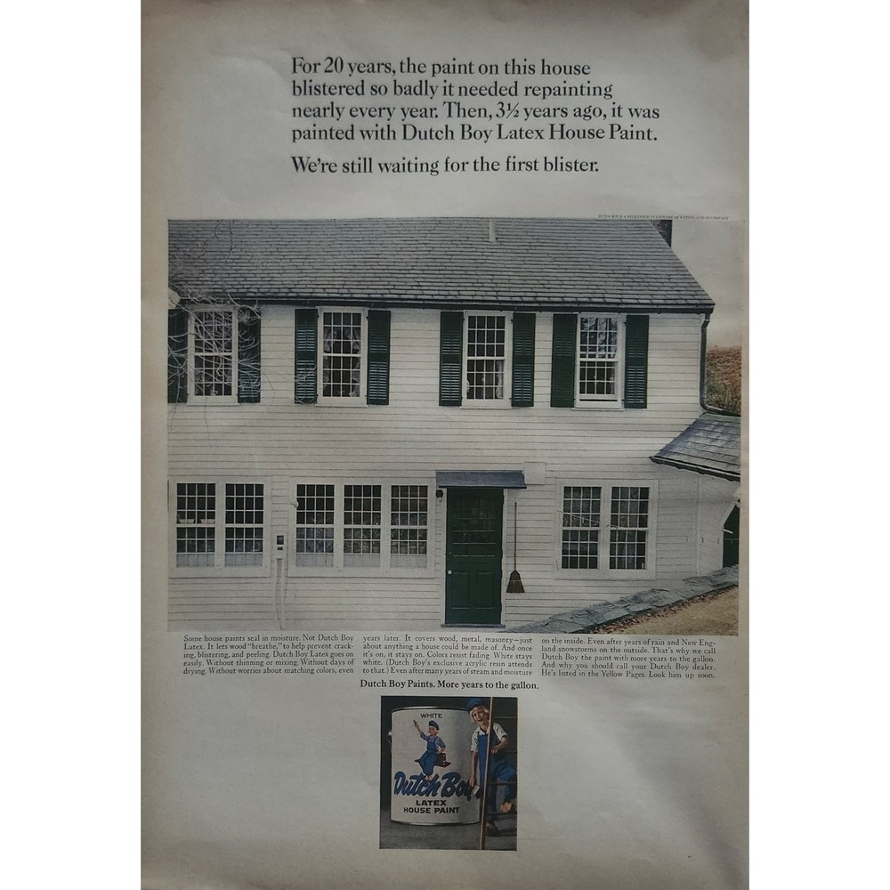 Dutch Boy‎ Latex House Paint Magazine Ad 1960s Mid-Century Home